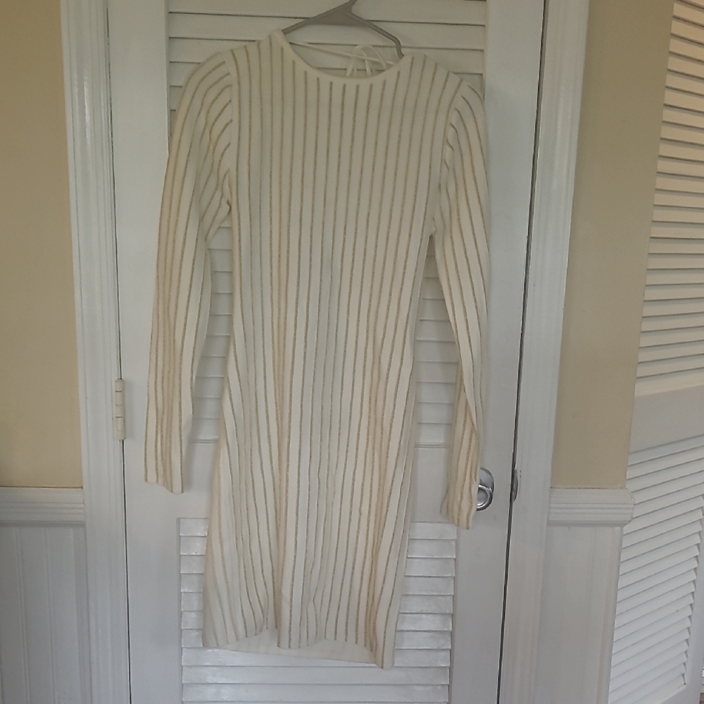 Princess Polly Cream and Gold Striped Top